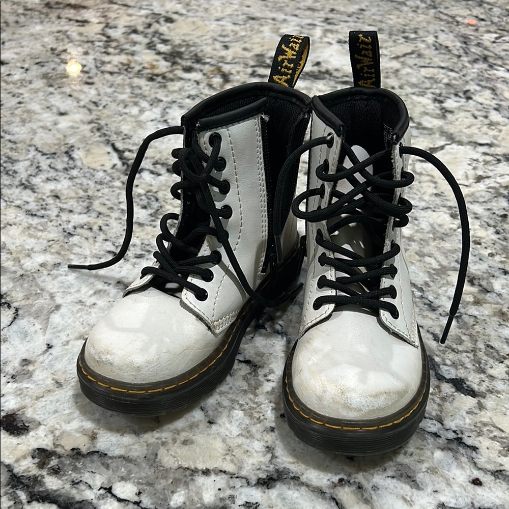 Dr Martens White and Black Lace-Up Boots